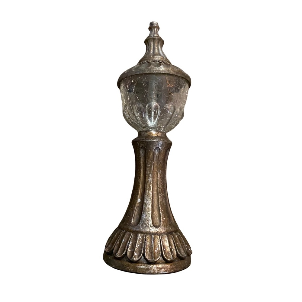 Distressed Crackled Glass Decorative Accent 11” Tall finial
